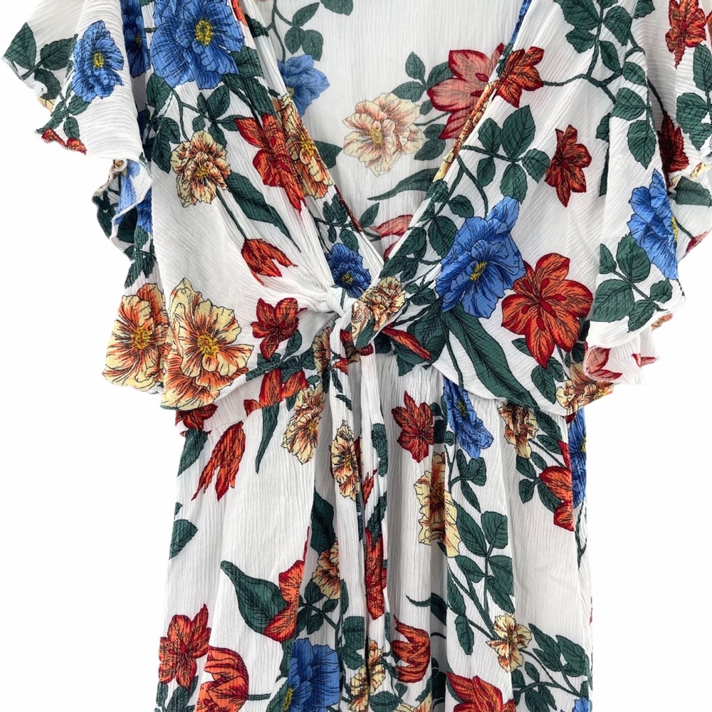 Umgee Floral Tie Front Mini Dress Size Medium - Picture 4 of 12